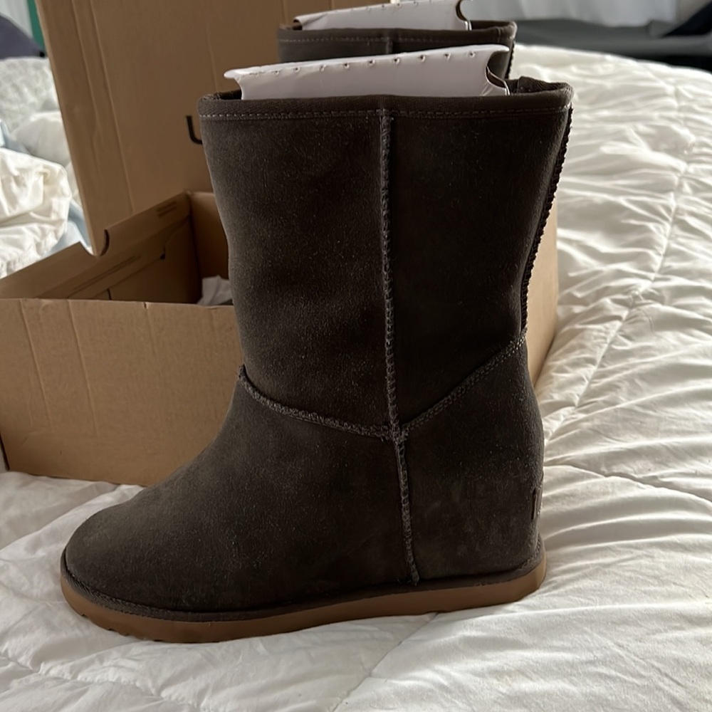 UGG Classic Femme Short Wedge Slate Suede Boots